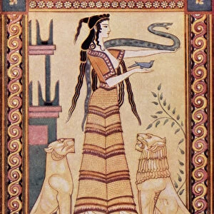 The Snake Goddess of Crete, illustration from Myths of Crete