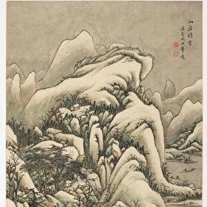 Snow in Mountain Villa, from an album of 12 leaves, 1723 (ink & colour on paper)