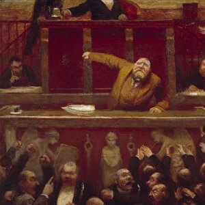 The socialist deputee Jean Jaures (1859-1914) at the gallery of the Chamber of Deputes