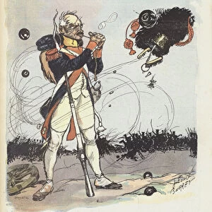 A soldier of Cambronne. Illustration for Le Rire (colour litho)
