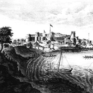 South East view of Geriah Fort, the Landing Place and Entrance from A Voyage