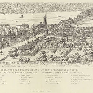 Southwark and London Bridge as they appeared about 1546 (engraving)