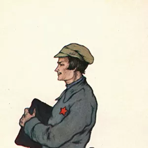 A Soviet commissar (colour litho)