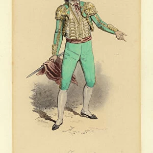 Spanish toreador, 1790 (coloured engraving)