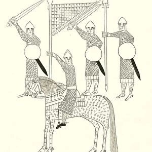Spanish Warriors, date end of the 11th Century (engraving)
