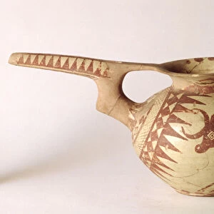 Spouted vessel with decorative patterns symbolising the sun and the moon, from Sialk