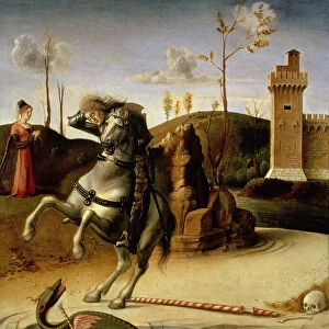 St. George and the Dragon, predella (panel) (detail of 85578)