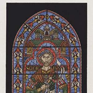 St George, stained glass from Chartres Cathedral, first half of the 13th Century (colour litho)