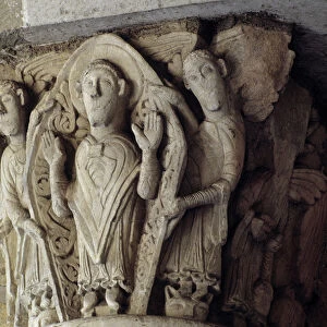 St Martin in glory, detail of capital (sculpture)