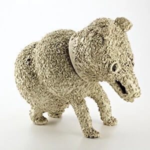 Staffordshire jug in the form of a muzzled bear, 1740 (earthenware)