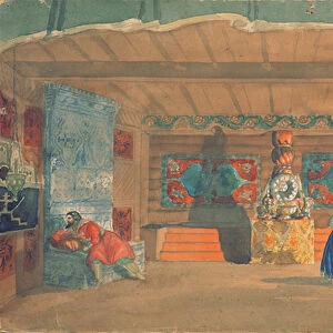 Stage design for Rimsky-Korsakovs opera the The Tsars bride, 1920