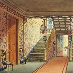 The Staircase, from Views of the Royal Pavilion, Brighton, by John Nash, 1826 (print)