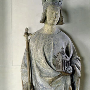 Statue of Charles V (1338-80) King of France, 1365-80 (stone) (see also 210386)