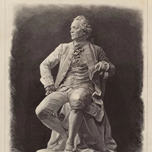 Statue of German dramatist and philosopher Gotthold Ephraim Lessing, Hamburg (engraving)