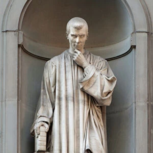 Statue of Niccolo Machiavelli (Nicolas Machiavel) (1469-1527), politician, Italian philosopher, author of The Prince (Il Principe), Sculpture by Lorenzo Bartolini (1777-1850), installed in the piazzale des offices (piazzale degli Uffizi) in Florence