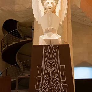 Statue of St Mark as an lion, La Sagrada Familia, begun 1882 (photo)