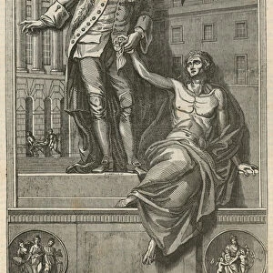 The statue of Thomas Guy in the chapel of Guys Hospital (engraving)