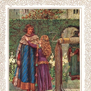But to be with you still, to see your face... illustration from Idylls of the King by Alfred Tennyson (1809-92), published by Hodder & Stoughton, 1910 (colour litho)