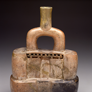 Stirrup-spout vessel in the form of a temple, Early Horizon, c. 900-200 BC (ceramic)