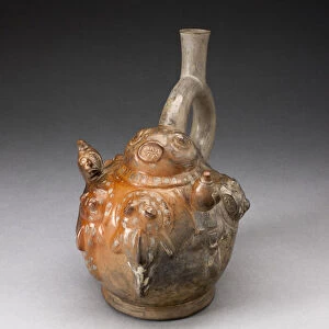 Stirrup Spout Vessel with Relief Depicting a Fishing Scene, 100 B. C. -A. D