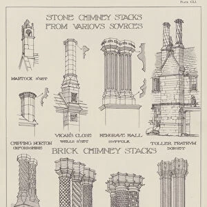 Stone Chimney Stacks from Various Sources; Brick Chimney Stacks (litho)