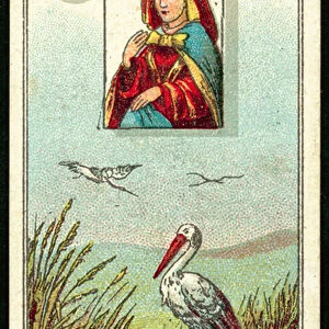 Stork, close to the personal card, indicates removal (colour litho)