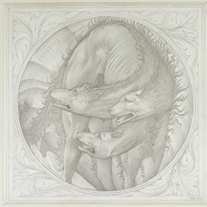 The Story of Orpheus: Cerberus, 1875 (pencil on paper)
