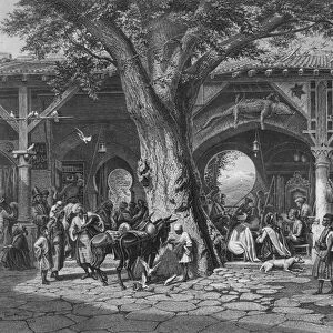 A Street in Damascus, engraved by C. Bertrand (engraving)