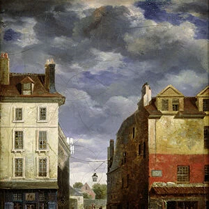 A Street in Old Paris (oil on canvas)