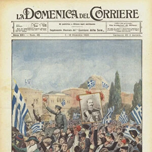 In the streets of Athens after the Venizelos escape (colour litho)