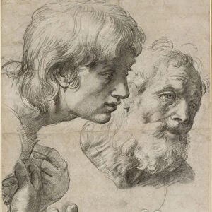 Studies of the heads of two apostles and of their hands, WA1846