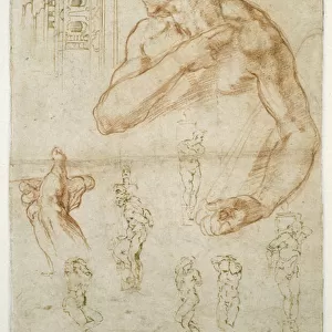 Study of the Assisting Figure of the Libyan Sibyl, c. 1512 (red chalk & pen on paper)