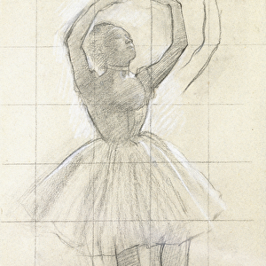 Study for a Dancer Posing, from a Photograph, c. 1874 (charcoal and white chalk on paper)