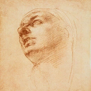 Study of a face, drawing by Michelangelo. Casa Buonarroti, Florence