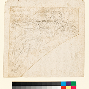 Study for a female figure in a spandrel (recto), before 1747 (graphite on paper