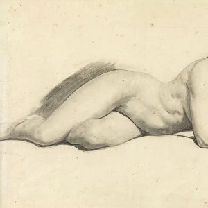 Study of a female nude reading (pencil on paper)