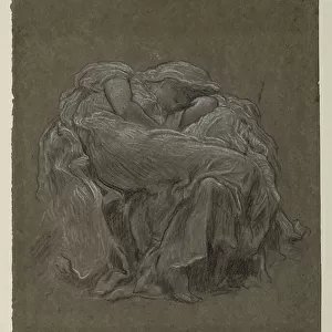 Study for Flaming June, c. 1894 (black & white chalk on brown paper)