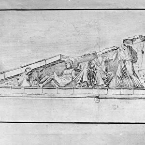 Study of the frieze from a pediment of the Parthenon (pencil on paper)
