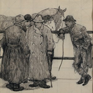 Study for the Horse Dealers, c. 1917 (pencil on squared paper)