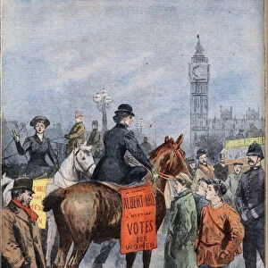 The suffragettes travel the city of London on horseback
