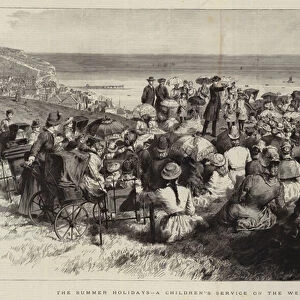 The Summer Holidays, a Childrens Service on the West Hill, Hastings (engraving)