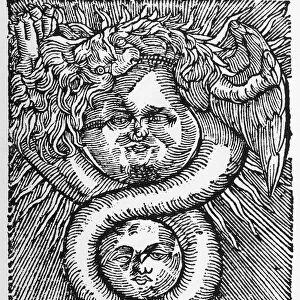 The Sun and the Moon: united by the Dragon - Engraving from the work of Basil Valentine