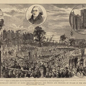 The Sunday School Centenary, Review of 20, 000 Children before the Prince and Princess of Wales in the Grounds of Lambeth Palace (engraving)
