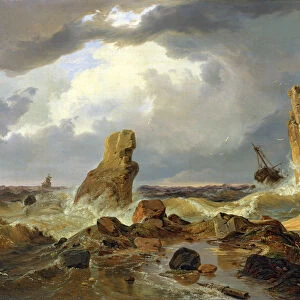 Surf on a Rocky Coast, 1835 (oil on canvas)
