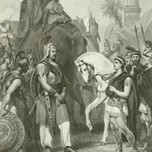 Surrender of Porus to the Emperor Alexander, 326 BC (engraving)