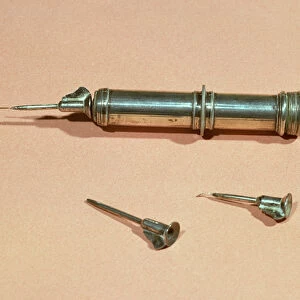 Syringe invented by Charles-Gabriel Pravaz (1791-1853) in 1853 with various needles