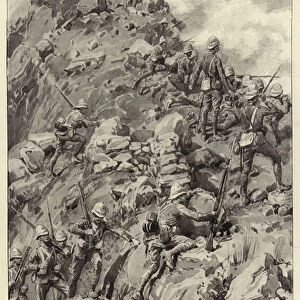 The Taking of the Tanga Pass, the Royal West Kent gaining the top (litho)