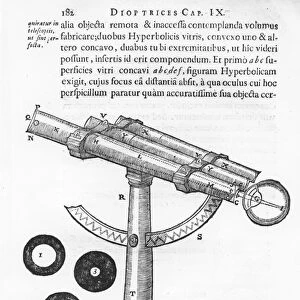 Telescope, illustration from Les Principes de la Philosophie, by Rene Descartes