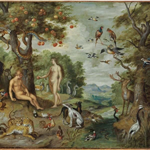 The Temptation of Adam, from The Story of Adam and Eve (oil on copper