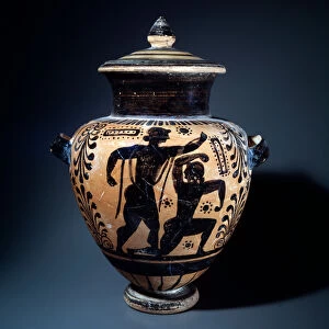 Terracotta stamnos representing boxing scene, 500-490 BC